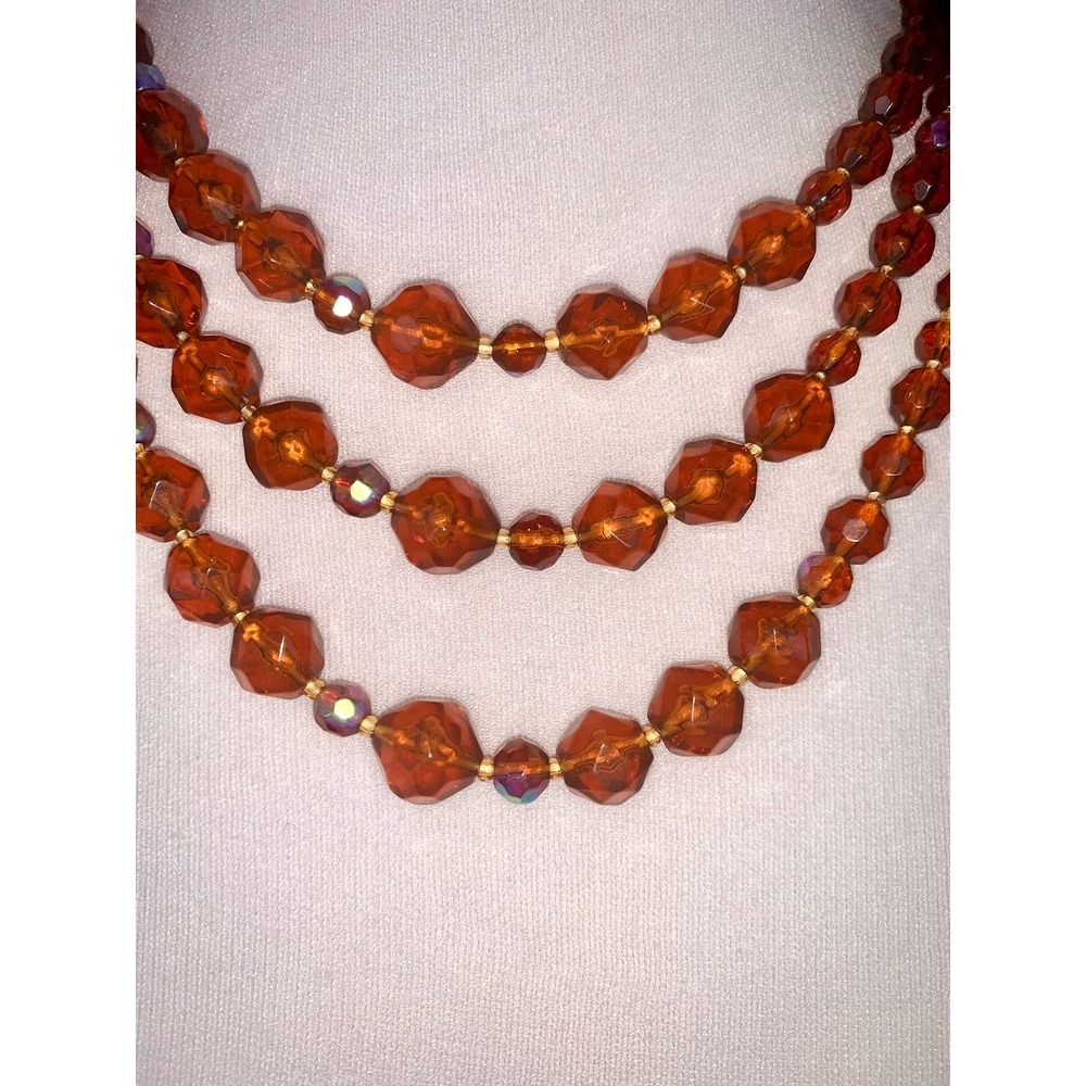 Vintage Robert Rose Multistrand Amber Beaded Statement Necklace EUC - Picture 4 of 9